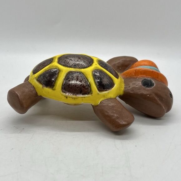 Vintage Ceramic Turtle W/Hat Figurine 5” Retro Hobbyist - Picture 4 of 5
